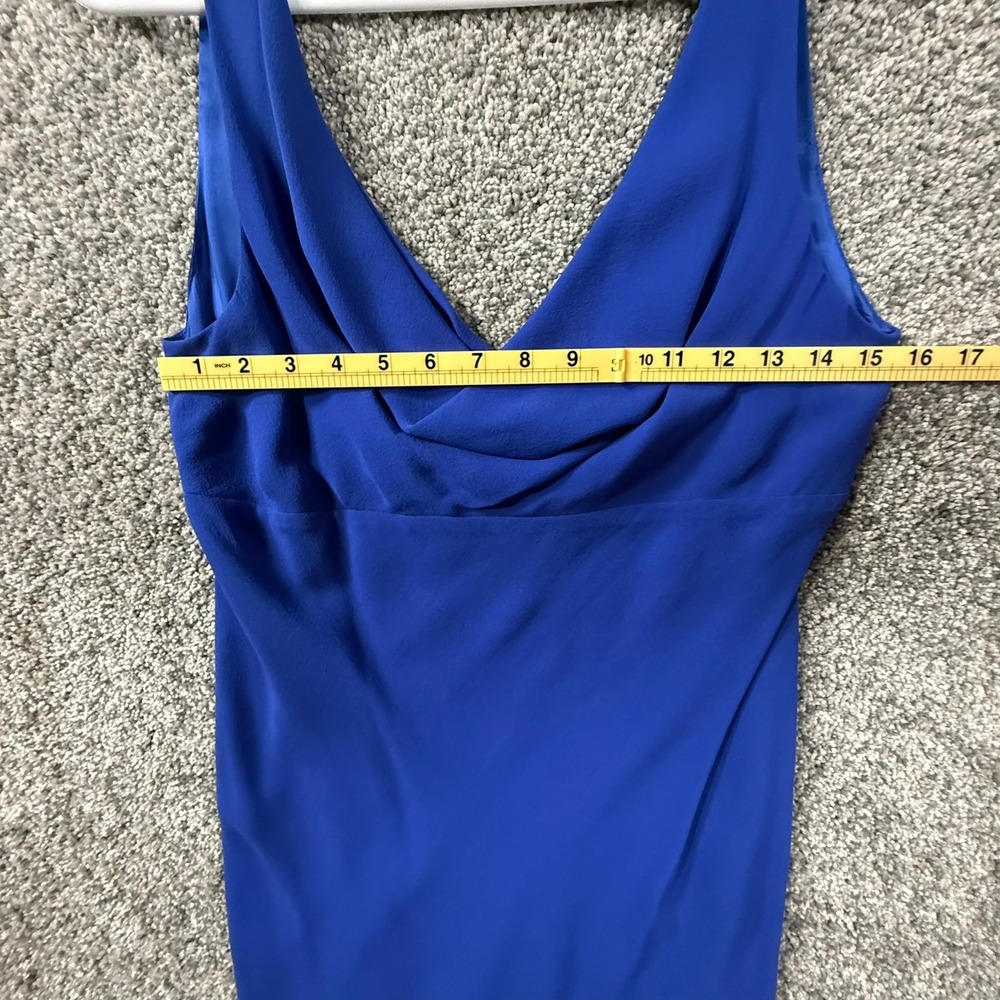 Jones New York Dress Royal Blue 100% Silk Cowl Neck Sleeveless Cocktail 12P - Picture 6 of 10